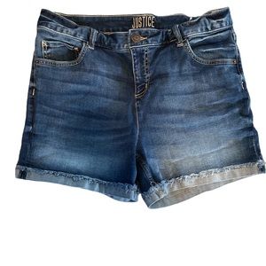Justice girls blue denim shorts